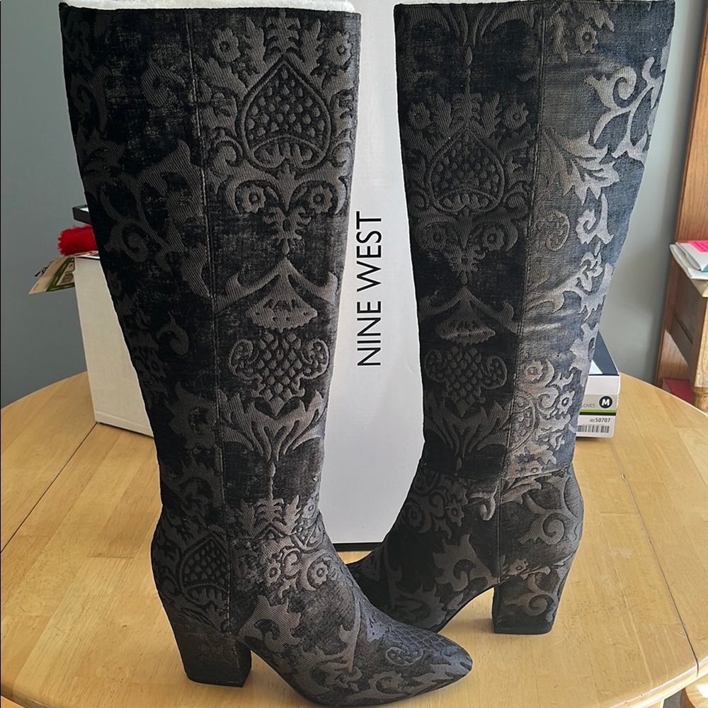 Nine West Women's Black Patterned Knee-High Boots *BNIB*